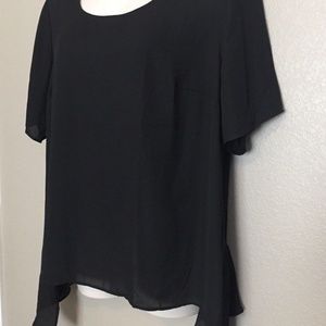 (NWT) NY Collection Women's Black Handkerchief Hem Peplum Top Plus Size 3X